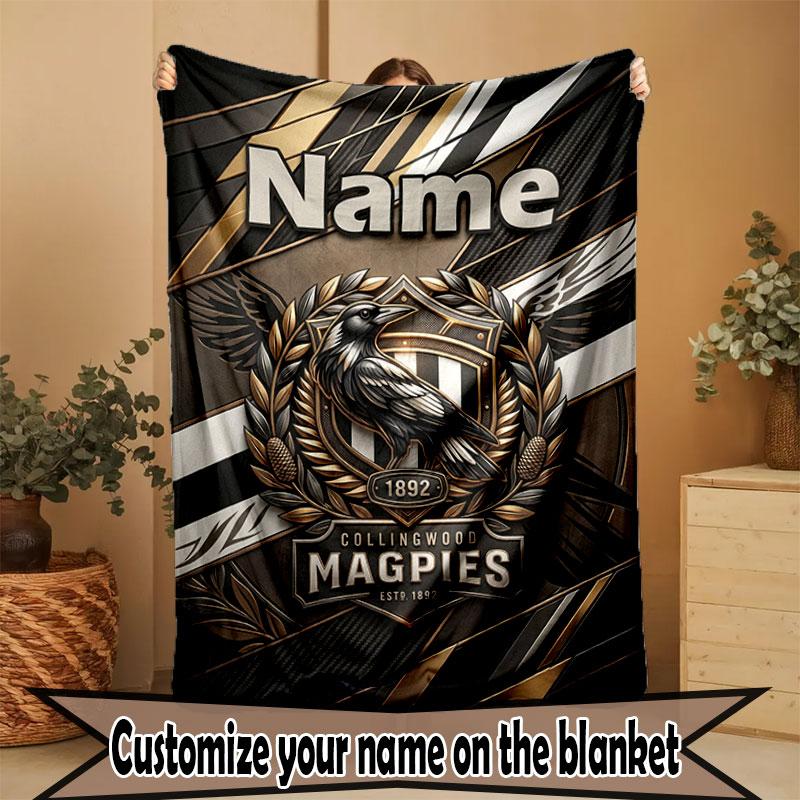 Custom Name Personalized Collingwood Print Blanket, Home Decor, Bedroom, Sofa, Camping, Couch, Gifts for Birthday Christmas