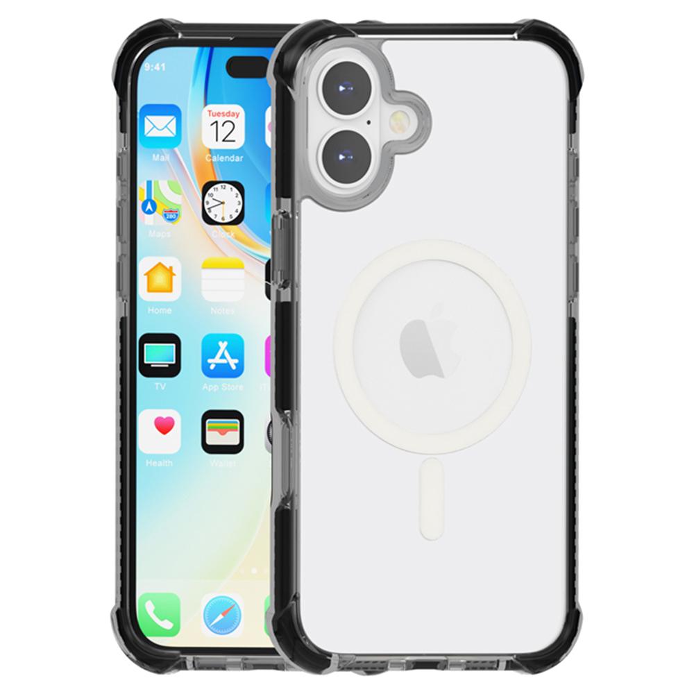 

For iPhone 16 Case Compatible with MagSafe Reinforced Corners TPU+Acrylic+TPE Phone Cover Black