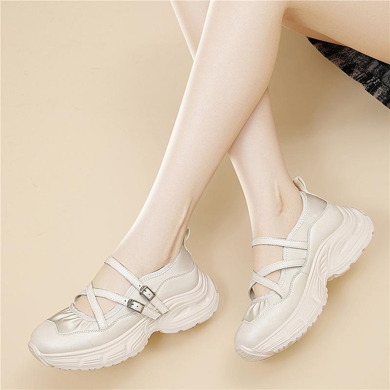 Silver Mary Jane Single Shoes Women's Height-Boosting Platform Fashion Sandals Ballet Style Soft Sole Athleisure Bow Women's Shoes
