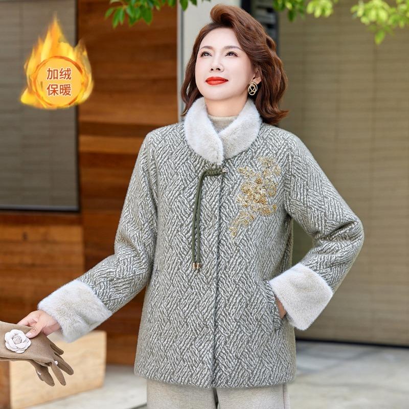 

Зимнее пальто из искусственного норкового флиса, новое женское зимнее шерстяное флисовое утолщенное пальто средней длины 5XL [recommended 150-80kg] зелёный