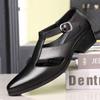 Fashion Mens Genuine Leather High Heel Dress Sandals Daily Business Office Work Sandals Trendy Hollow Pointed Toe Buckle Sandals204