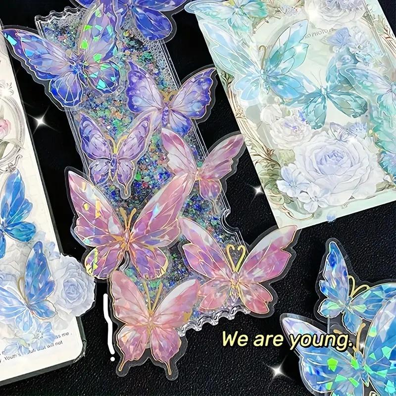 Vintage Golden Foil Butterfly Sticker 3D Waterproof Self Adhesive Wall Stickers Cartoon Diamond Butterfly Decals Room Decoration
