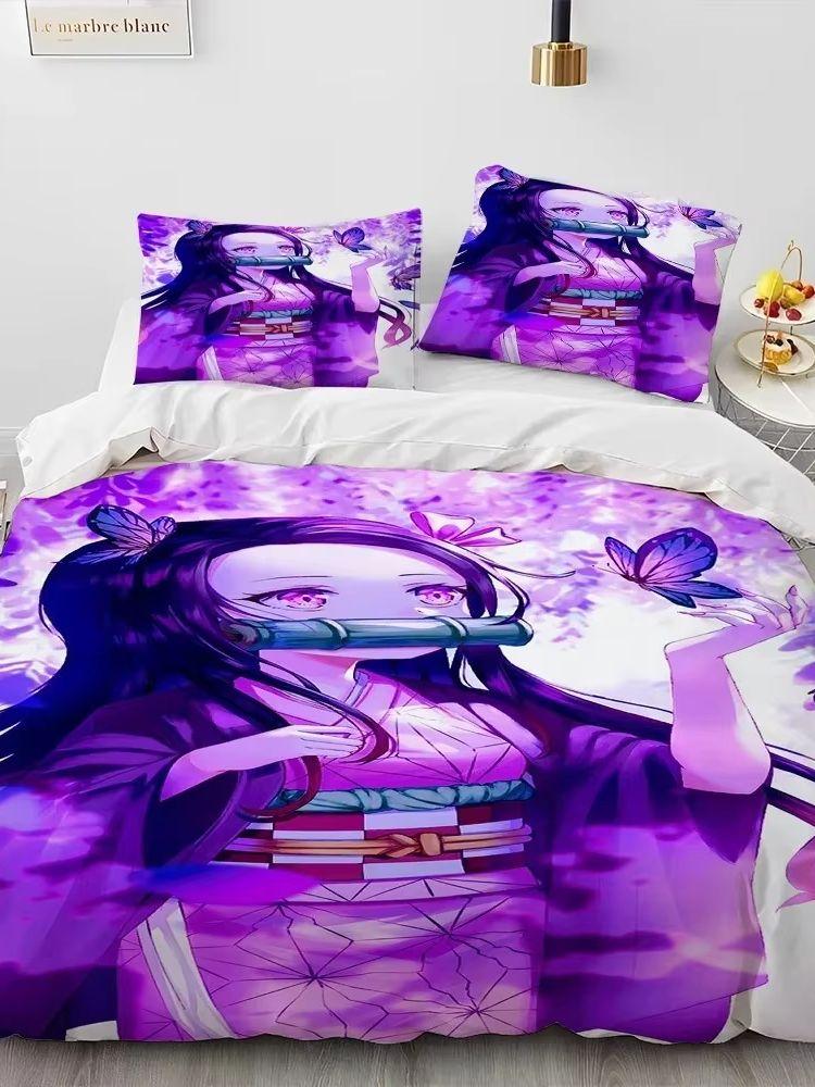3D Hot Sale Anime Demon Slayer Duvet Cover and Pillowcase Kids' Double Bed Bedding Set Home Bedroom Decor Gift for Boys Girl