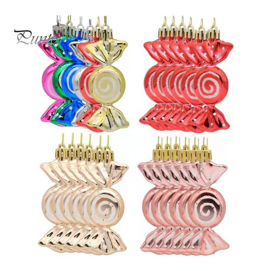 6Pcs Christmas Candy Pendants Hanging Decorations Lanyard Design Bright Color Xmas Tree Candy Ornaments