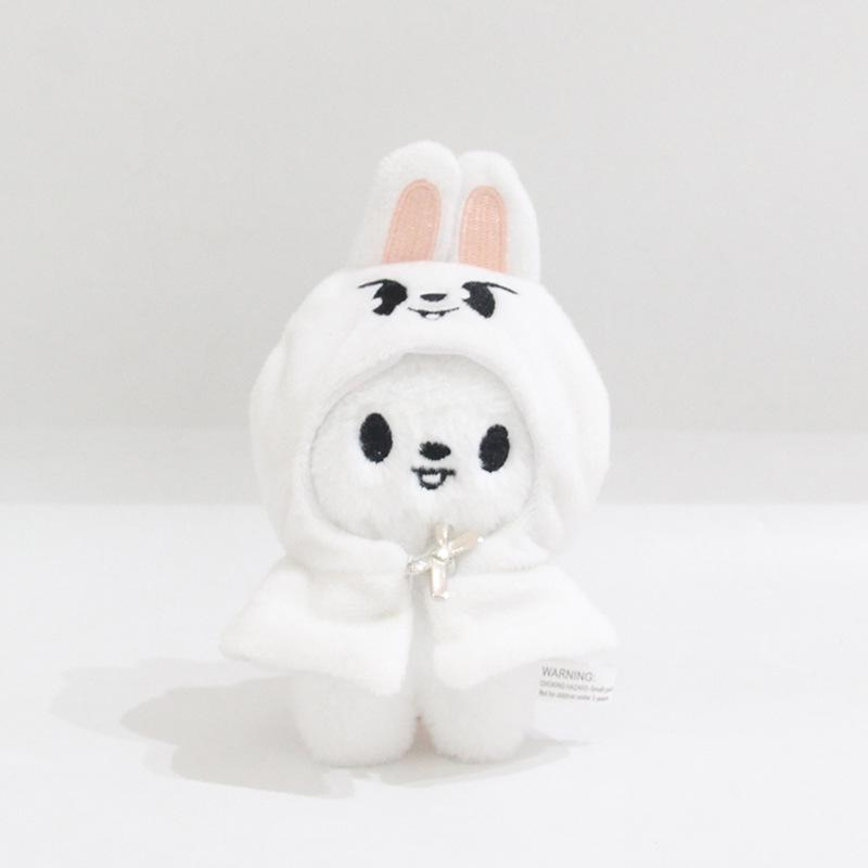 Bang Chan Stray Kids Plush Toy Keychain with Clothes, 4-inch Doll Set, Anime Character Figure, Crystal Super Soft PP Cotton Filling