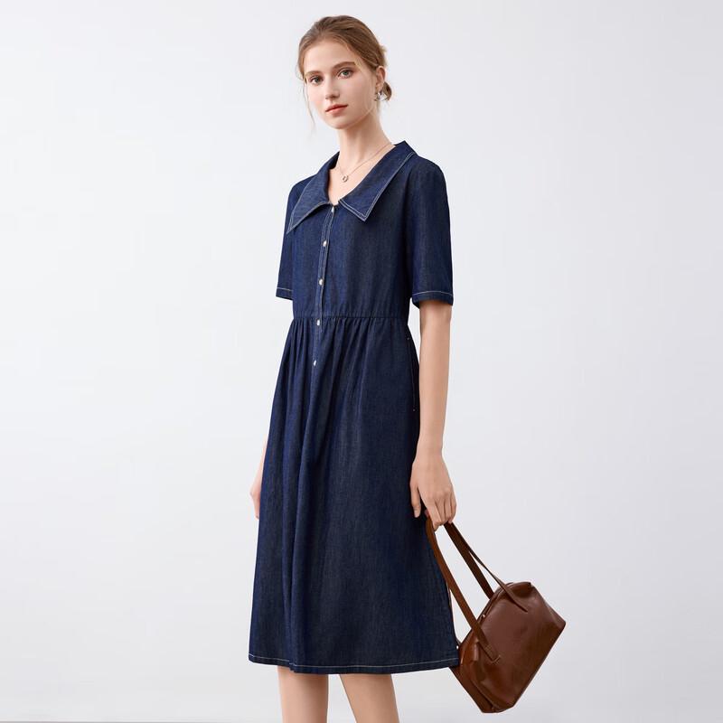 

Elva Island Women s Denim A-Line Short Sleeve Shirt Dress XS