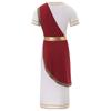 Mens Halloween Ancient Greek Toga Costume Short Sleeve Retro Gold Decoration Cosplay Roman Robe