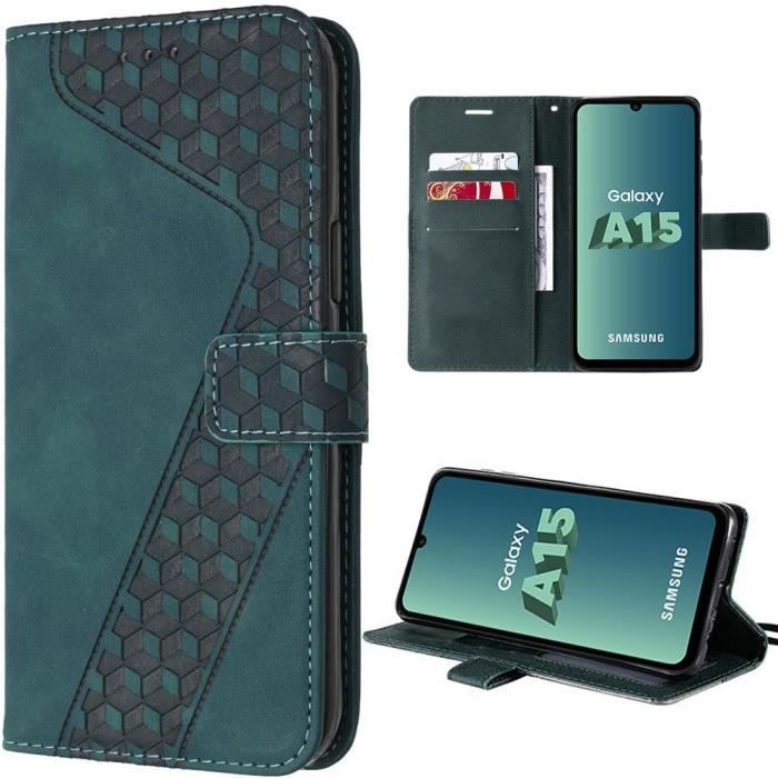 Coque de protection - Booling - pour Samsung Galaxy A15 5G - Vert Nuit - Motif isométrique - Semi-rigide