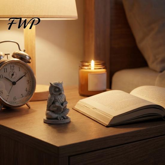 Owl Figurine Meditation 3D Printed Cute Reading Statue Novelty Relaxing Desktop Toy Zen Yoga Animal Sculpture for Office Shelf Decor Stress Relief
