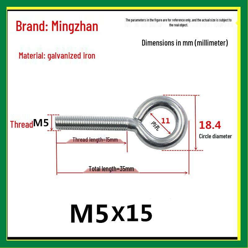 Closed Hook Eye Bolt Screw Ring Hanger - M2.5 to M8 Machine Thread