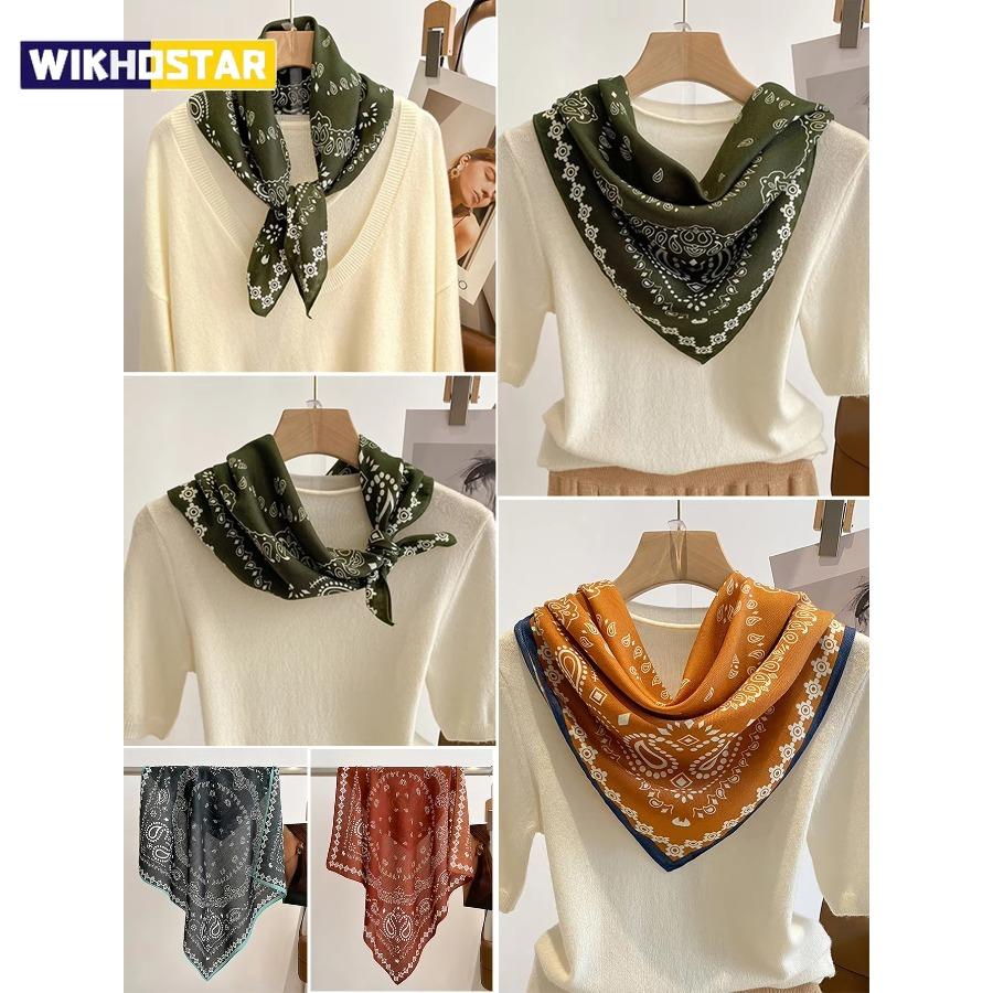 70cm Cashew Print Square Scarf Women’s Breathable Imitation Silk Bandanna Luxury Female Neckerchief Fashion Hijab Spring/Summer