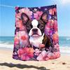1pc Floral Boston TerrierOutdoor Blanket, Soft And Comfortable Blanket, Casual Warm Outdoor Blanket, Good Birthday Gift yy260328065