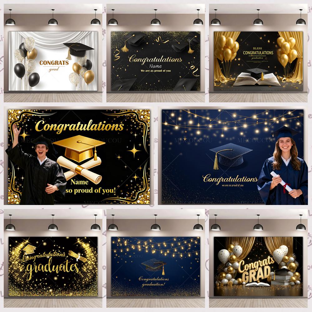 Graduate Themed Banner Customized Student Outdoor Garden Party Decorations Provided Portrait Photography Background Studio Props