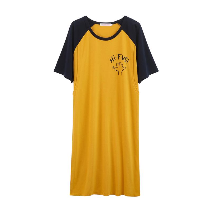 Summer Maternity & Nursing Dress: Short Sleeve Cotton Nightgown for Postpartum Moms