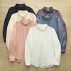 Women's Casual Round Neck Long Sleeve Brushed Cotton Shirt for Winter and Autumn