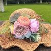 Western Hepburn Hat with Lolita Rose Breathable Audrey Style All-match Vintage Hat Lolita Peony Photo Props Headgear