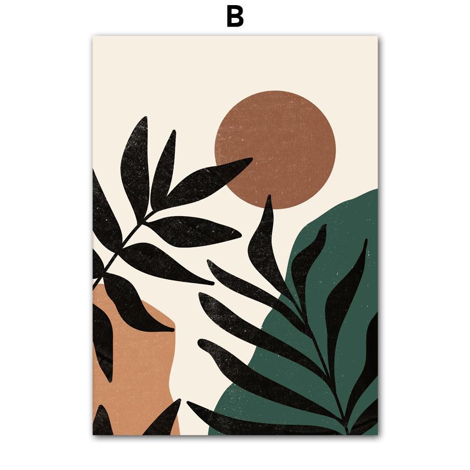 Boho Geometric Shapes Leaf Sun Posters And Prints Canvas Painting Nordic Abstract Wall Art Pictures Living Room Home Decor