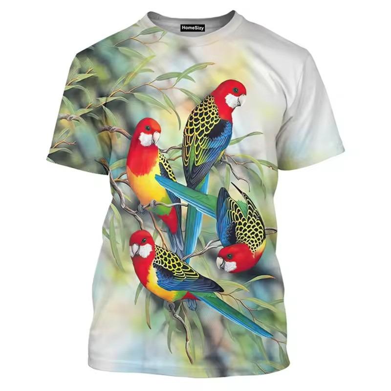 

Summer Parrot Birds Graphic T Shirt Men Fun Cosplay Trend Streetwear Round Neck Tees New Hip Hop Harajuku Men Tops S