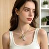 Cocktail Glass Pendant Necklace Alloy Fruit Charm Jewelry with 45 cm Chain for Party Styling Date Night and Wear