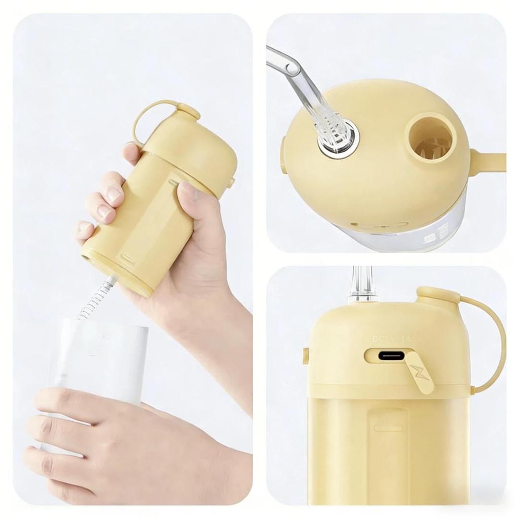 BILESHI Portable Dental Irrigator with 5 Nozzles, Electric Tooth Cleaner, Water Flosser, Prevents Tartar Buildup, Suitable for Orthodontics, Yellow