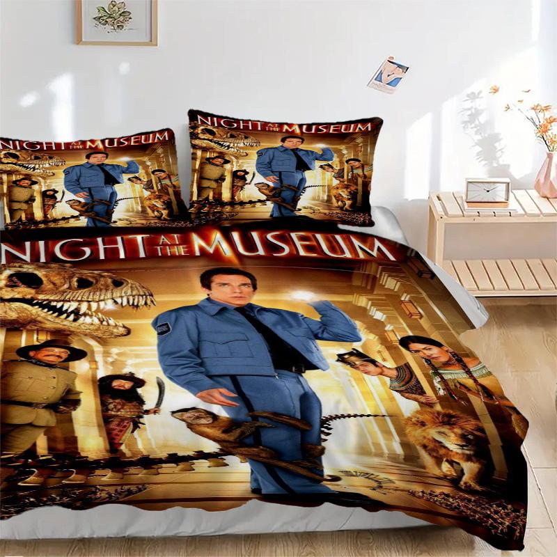 Night Museum Bedding 3 Piece Set HD Print Duvet Cover Pillowcases for Teens Adult Bedroom Decoration Christmas Gift