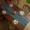 American Retro Jacquard Fabric Plant Flower Table Runner With Tassels Living Room Cabinet Cover Kitchen Dining Table Runner