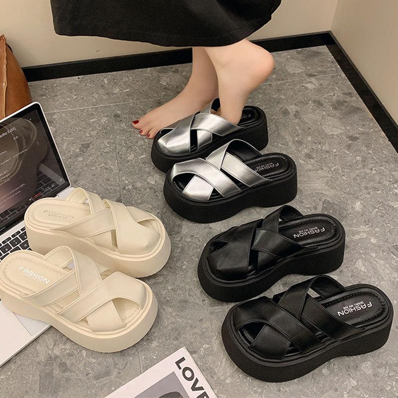 High-end bag head half slippers women's 2025 new summer fashion sandals versatile muffin thick-soled cool slippers