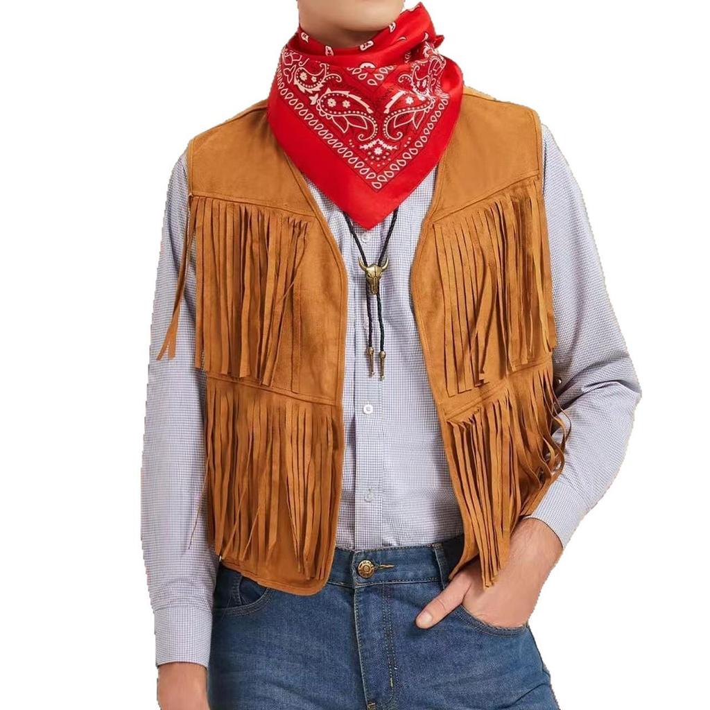 2026 Men's Western Cowboy Tassel Sleeveless Cardigan Top
