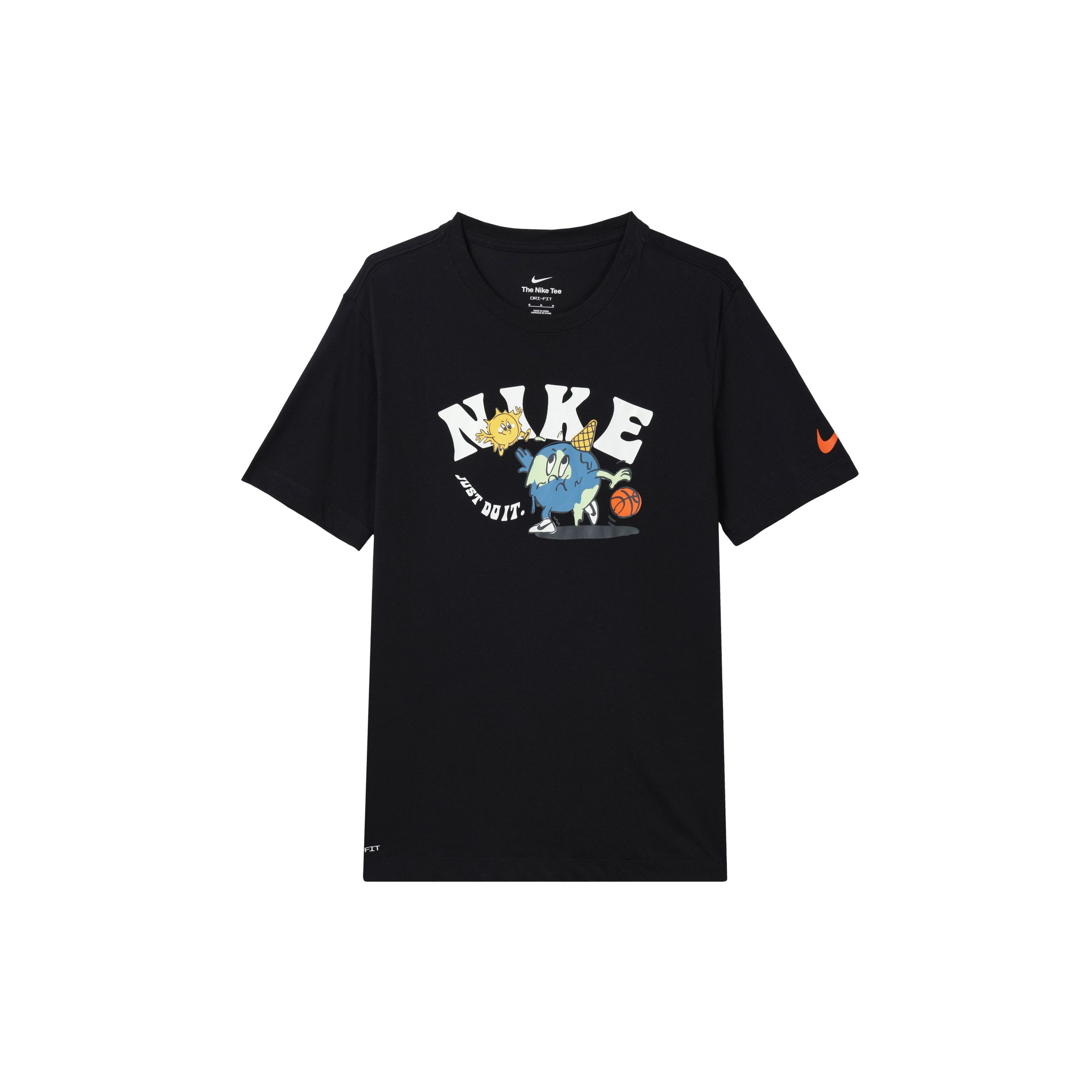 

Nike Футболка с короткими рукавами и рисунком Dri-Fit с мультяшным принтом «Земля», баскетбол, граффити, мужские топы, черный DX6139-010 XL