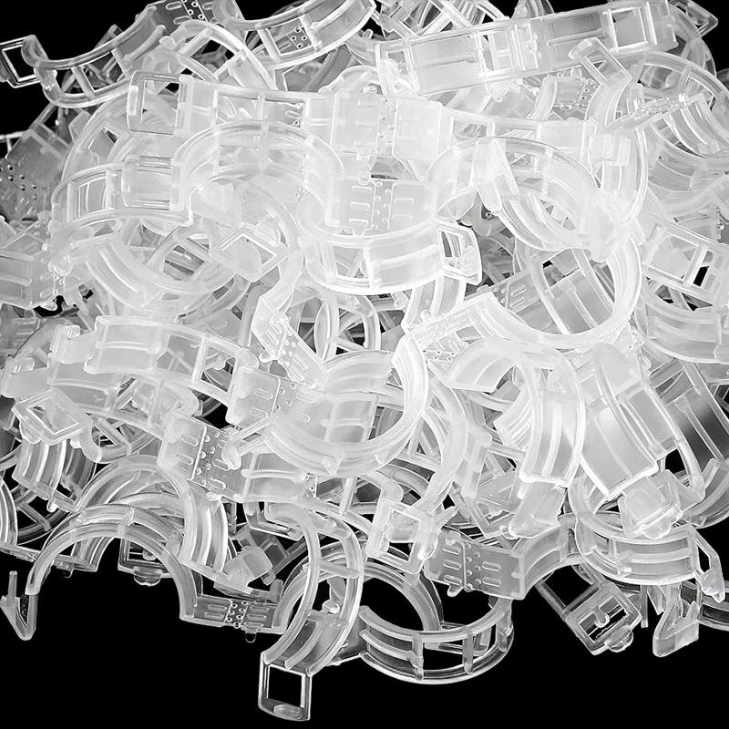 

500/50 шт. Пластиковые зажимы для поддержки растений, многоразовые инструменты для защиты виноградной лозы, прививки, крепления для садовых принадлежностей для томатов и овощей 50PCS прозрачный