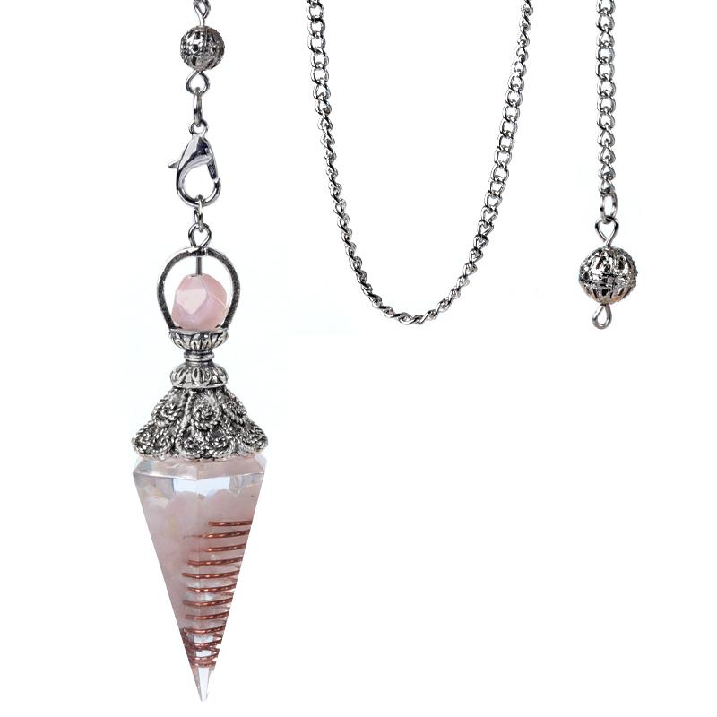 Natural Stone Spirit Pendulum Pendant Latticed Chain Energy Luck Mysterious Reiki Resin For Jewelry Making Accessories Necklaces