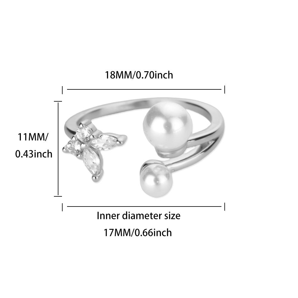 Zircon Butterfly Imitation Pearl Ring For Women Stainless Steel Gold Color Ring 2025 New Fashion Wedding Couple Zircon Gifts