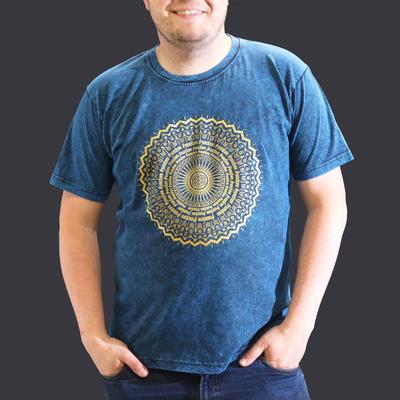 T-Shirt Stone Washed Mandala Blue XL