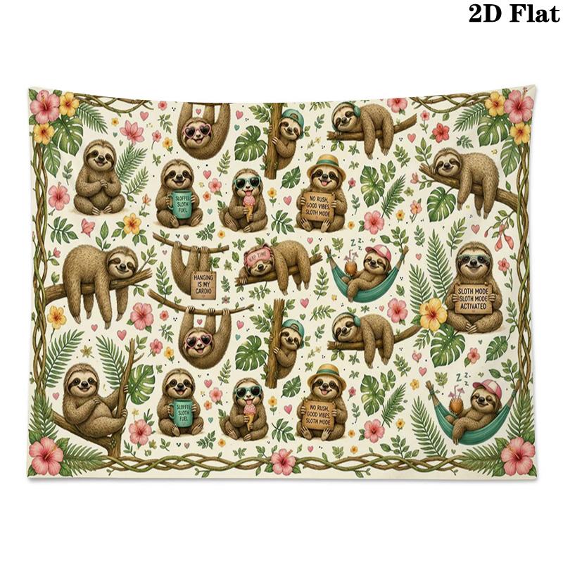 Sloths Wall Tapestry Aesthetic Wall Hanging Printed Fabric Blanket Decorative Tapestries for Bedroom Living Room Home Decor