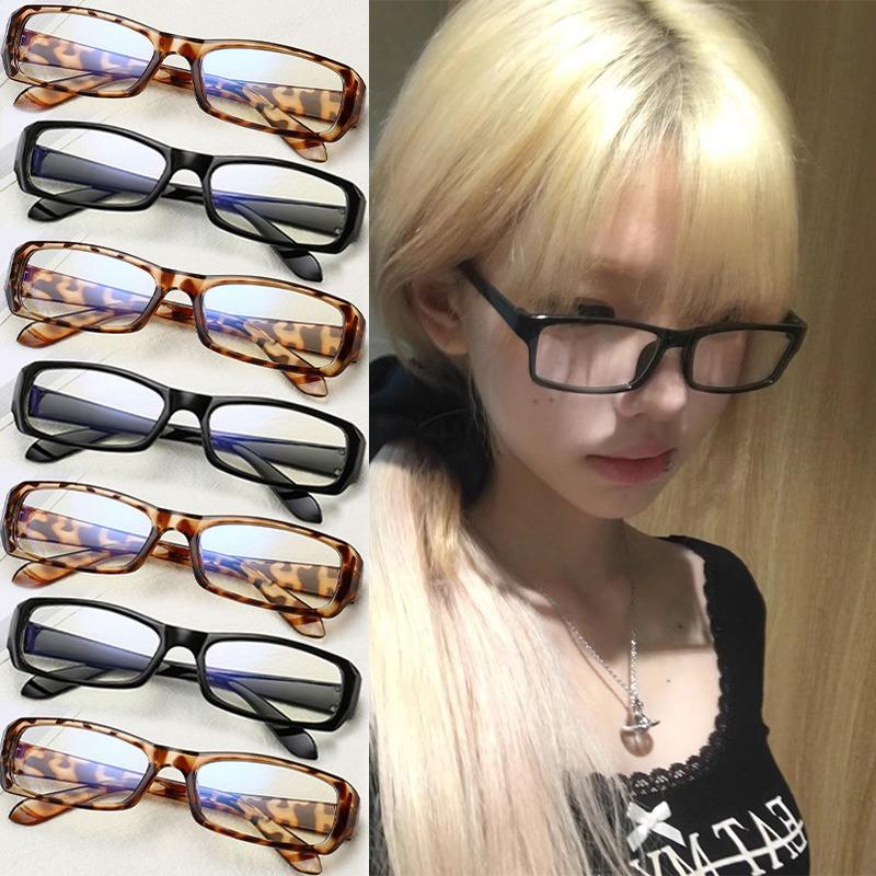 1/2pcs Korean Black Small Square Frame Glasses for Women Harajuku Blue Light Blocking Eyeglasses Clear Reading Spectacle Eyewear