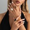 Vintage Exaggerated Metal Rings for Women Tie Dye Square Open Rings Trendy Unique Personalized Party Banquet Jewelry Accessories