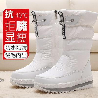 Bottes de neige chaudes du Nord-Est pour femmes, chaussures en coton antidérapantes de grande taille, version coréenne, hiver, velours épaissi, imperméables, chaussures pour femmes, bottes blanches