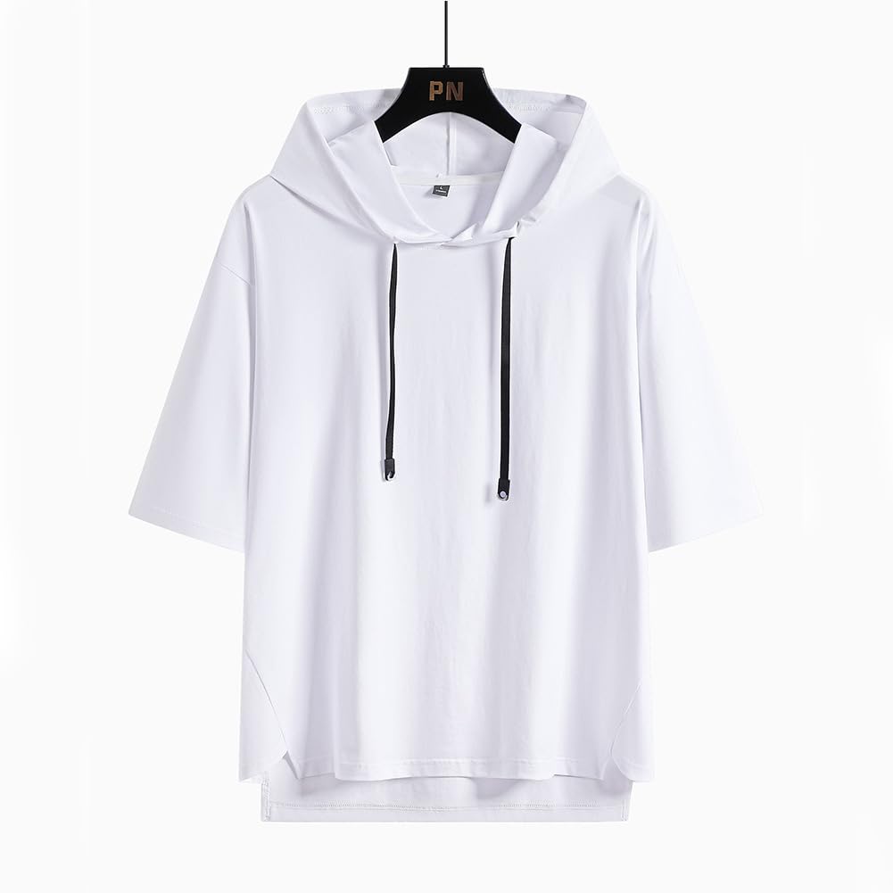 Summer Short Sleeve Soft and Plus Sizes Popular Solid Casual Pullover with Cool White Size M [FJLTDCP] Men's Hoodie, Hoodie, Thin, Stylish, Available,