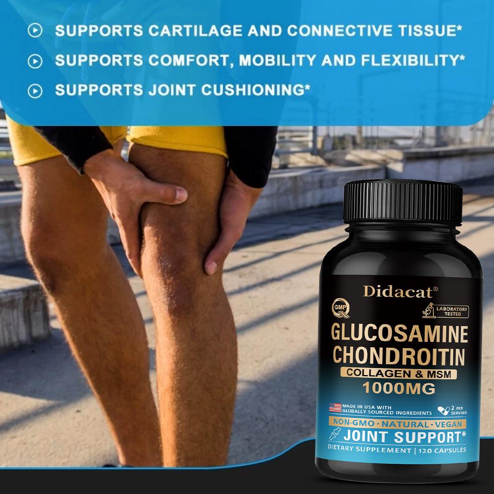 1000mg Glucosamine Chondroitin Supplement, Collagen Support, 120 Capsules