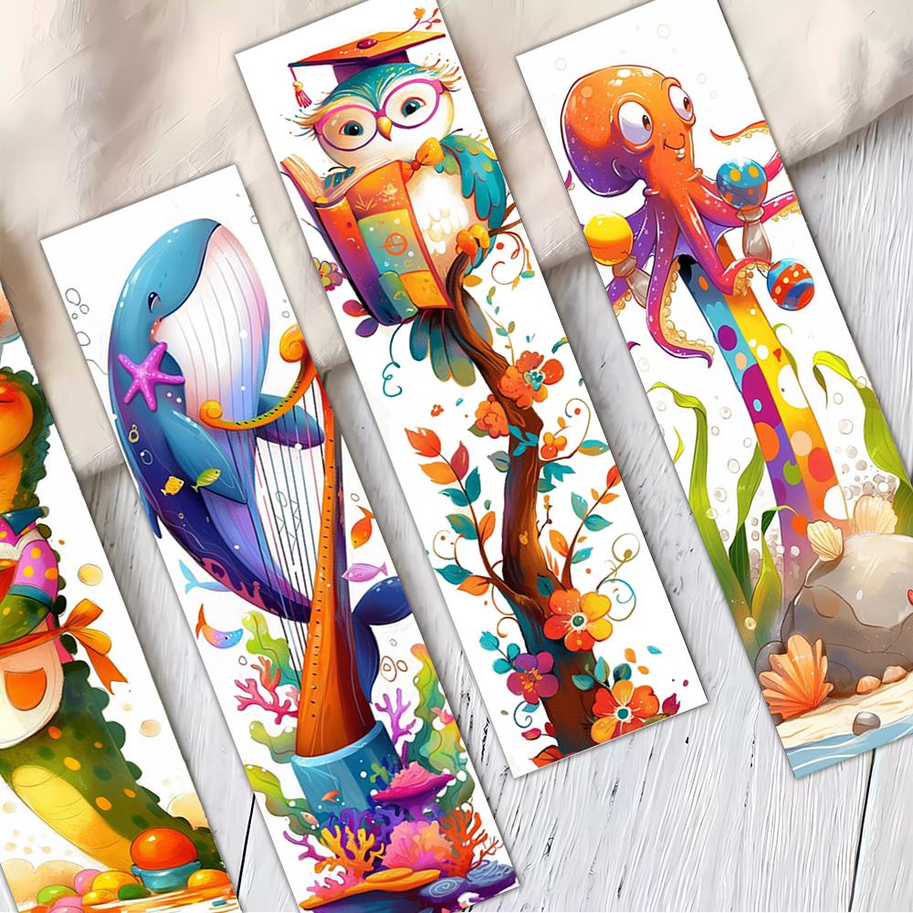 32pcs, Abstract watercolor animal bookmarks, Christmas, Halloween, suitable for teachers, readers, birthday gifts.