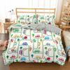Set Copripiumino Guida di Viaggio Motivo Cartone Animato Percorso Auto Casa Edificio Set Biancheria da Letto Microfibra Tema Viaggio Misura King Copripiumino