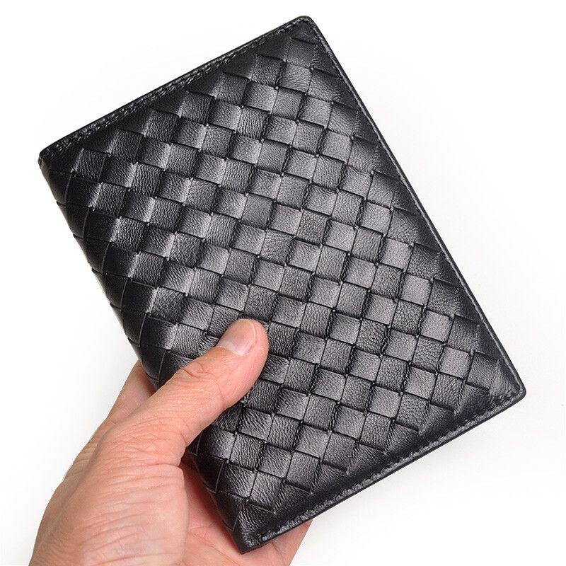

Sheepskin Woven Passport Bag Abroad Document Package Card Holder Portable Multifunctional Storage Large Capacity Passport Case Protective Case Black