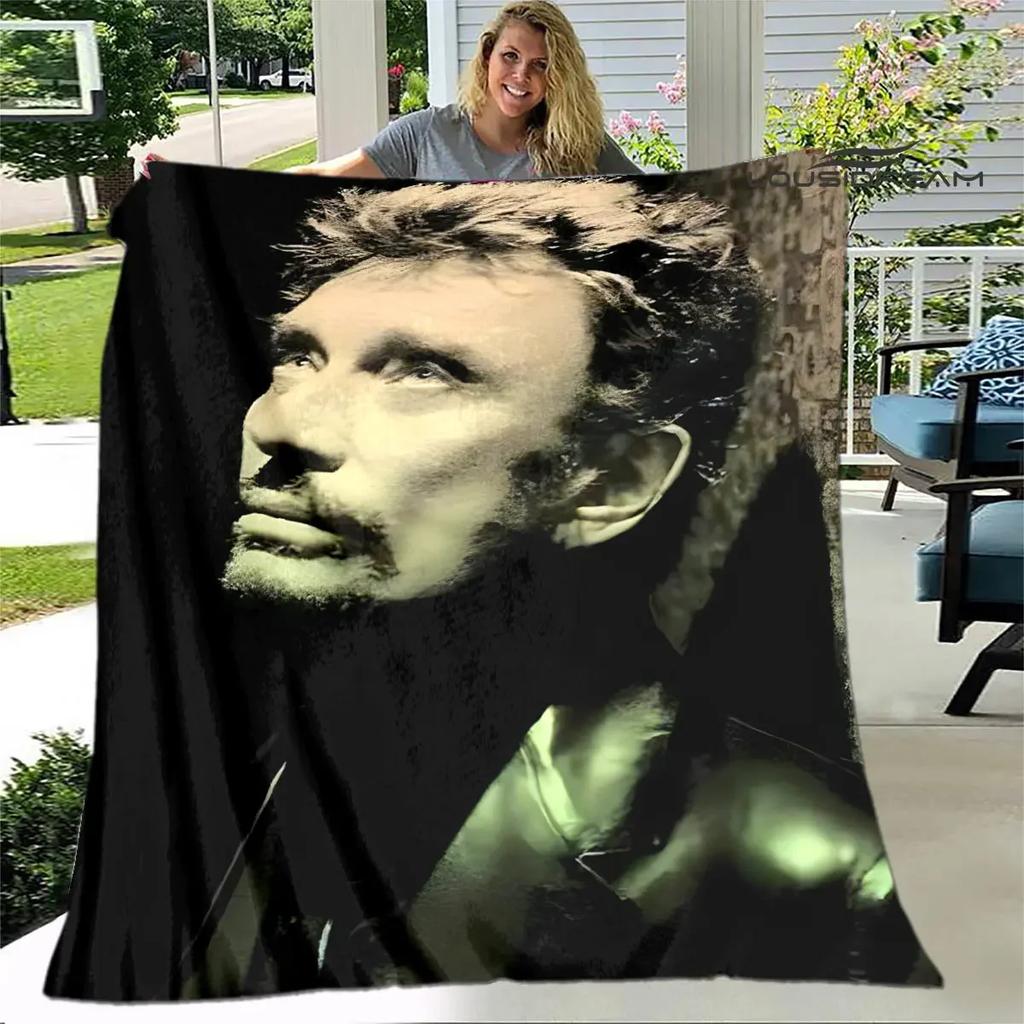 French rock star Johnny Hallyday print blanket picnic blanket vintage blanket home travel birthday gift bed blanket thin blanket