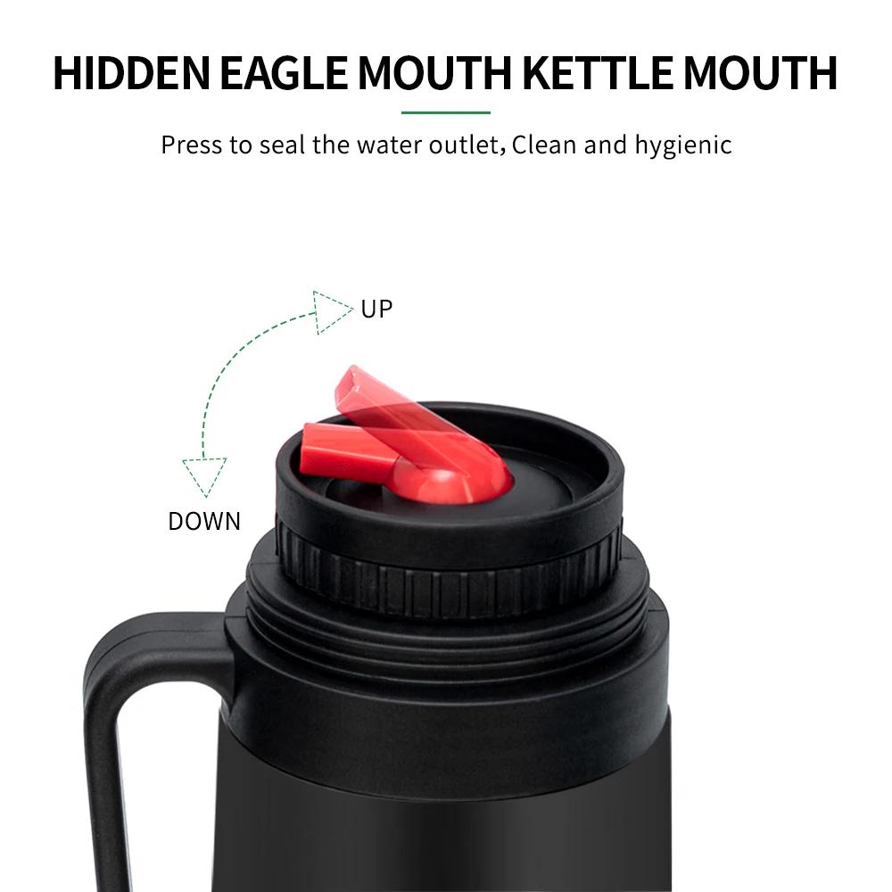 1000 ml Vakuum-Thermoskanne, weite Öffnung, mattschwarz, Edelstahl-Vakuumflasche für Yerba Mate, Kaffee, Tee, Wasser