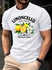 MSFS Men's Lemon Limoncello Print T-Shirt- All-season Casual Short-sleeved T-shirt with a Refreshing Lemon and Limoncello Slogan. Crew Neck Shirt