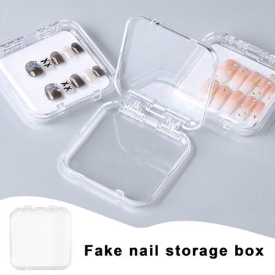 2 Pcs Fake Nail Storage Box Can Contain 10 Fake Nails Transparent Smooth Portable Anti-crack Lightweight Beads Storage Containers Jewelry Storage