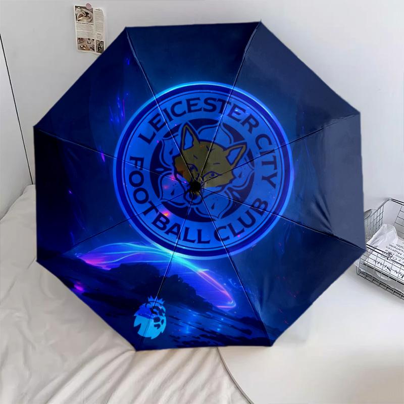 Leicester City FC Pattern, Automatic Folding Umbrella, Portable and Foldable Design, 8 Ribs, a Christmas or Birthday Gift.