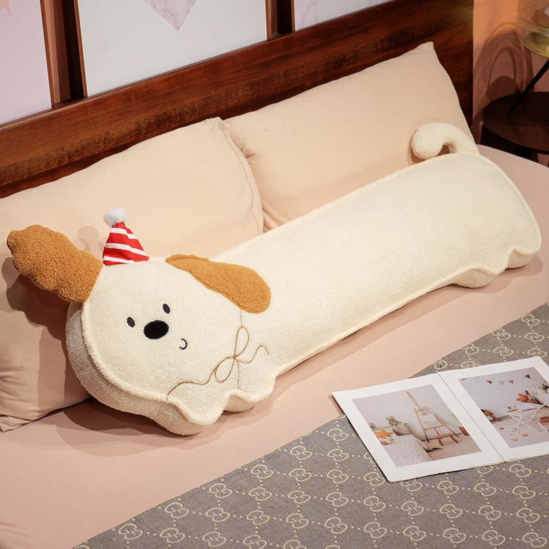 Kawaii Cartoon Soft Down Cotton Dog Plush Pillow Doll Stuffed Pet Doll Baby Long Sleep Pillow Accompany Gift for Girlfriend