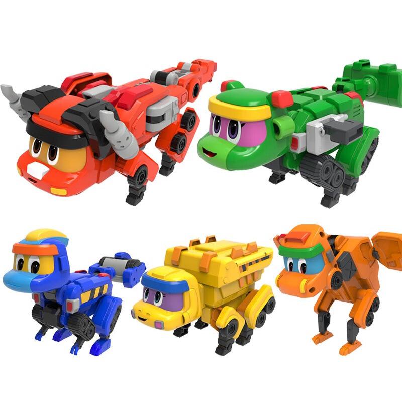 5 IN 1 Gogo Dino Explorer Deformation Robot Car Toy Action Figures Transformation Engineering Car Dinosaur Toys for Child Gift