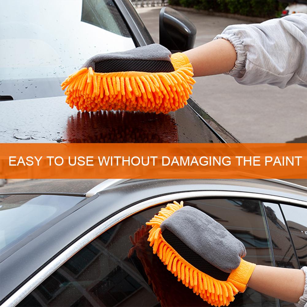 Car Cleaning Gloves Chenille Car Care Cleaning Gloves Blue Yellow Orange Double Faced Glove for Cleaning Washing Car Accessories